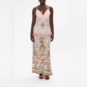 Camilla V Neck Full Length Bias Slip Dress - Lisbon Lullaby